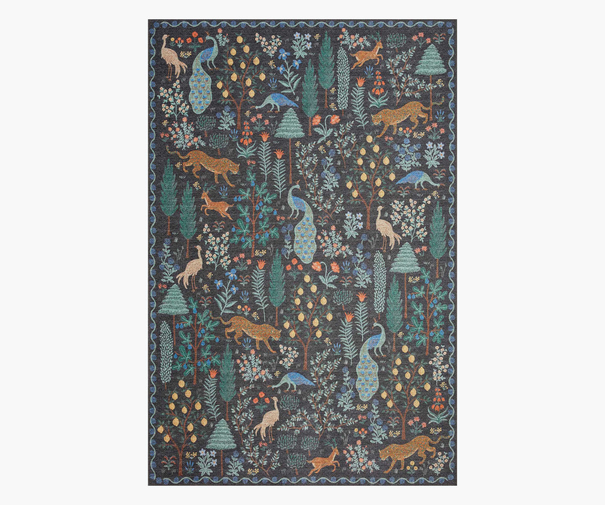 Tracy & Co Menagerie Forest Printed Rug - Black