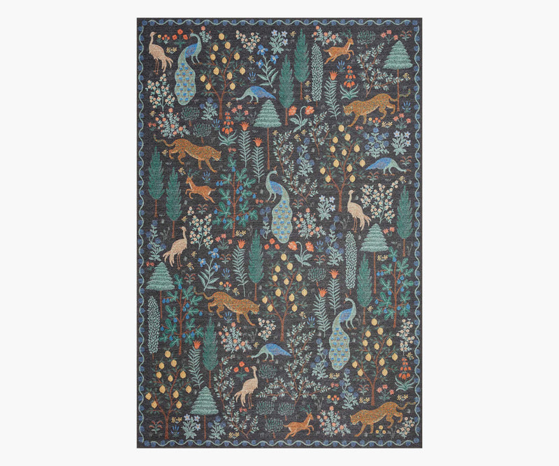 Tracy & Co Menagerie Forest Printed Rug - Black