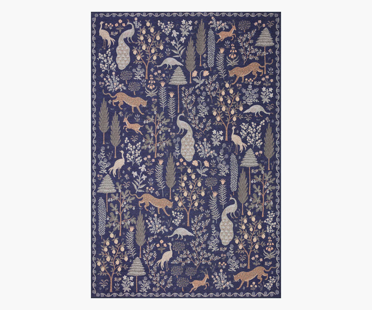 Tracy & Co Menagerie Forest Printed Rug - Navy