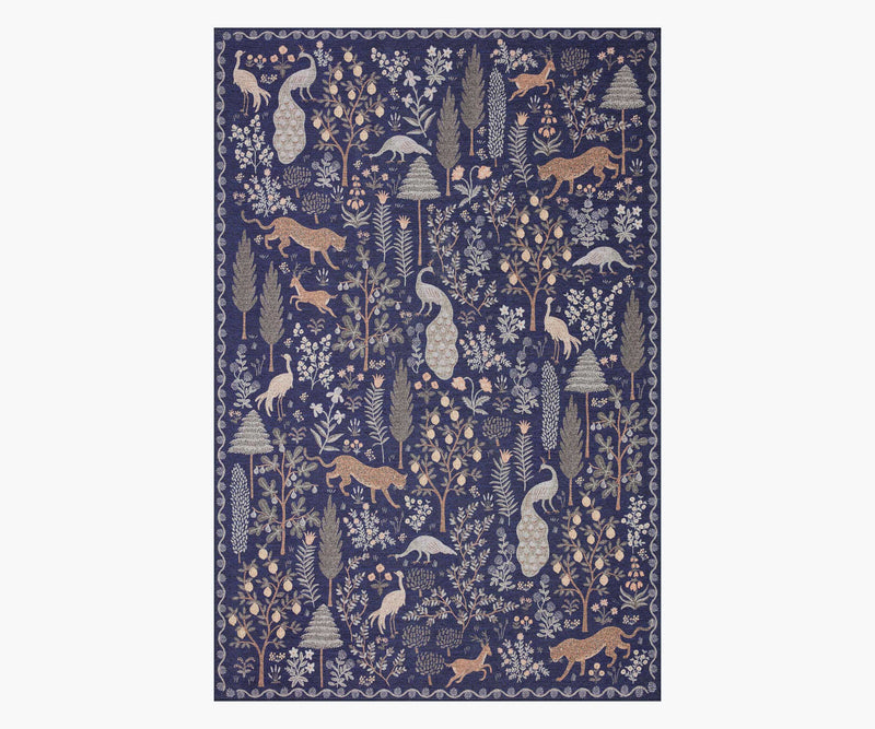 Tracy & Co Menagerie Forest Printed Rug - Navy