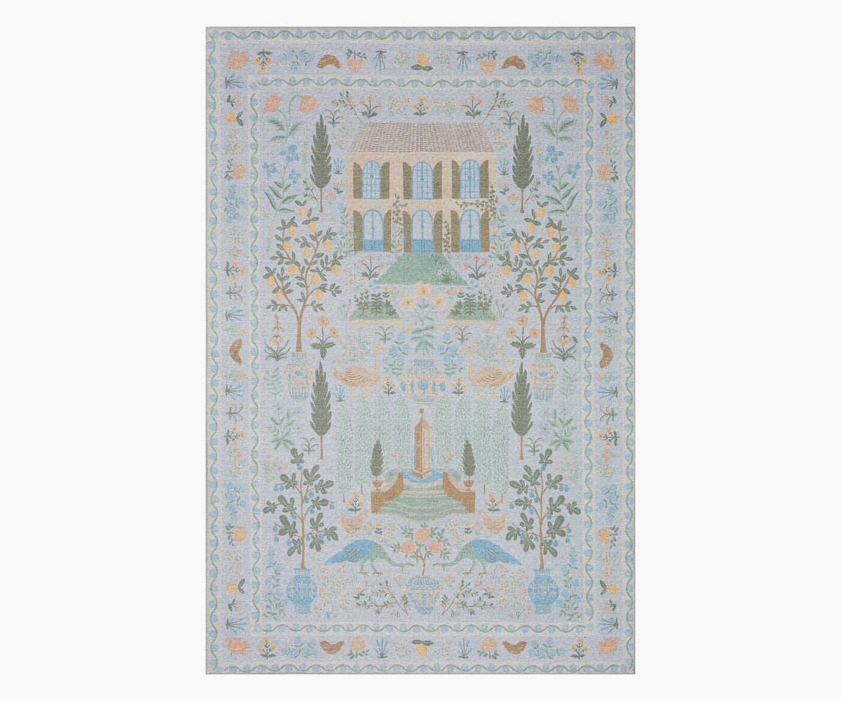 Tracy & Co Menagerie Camont Printed Rug - Light Blue