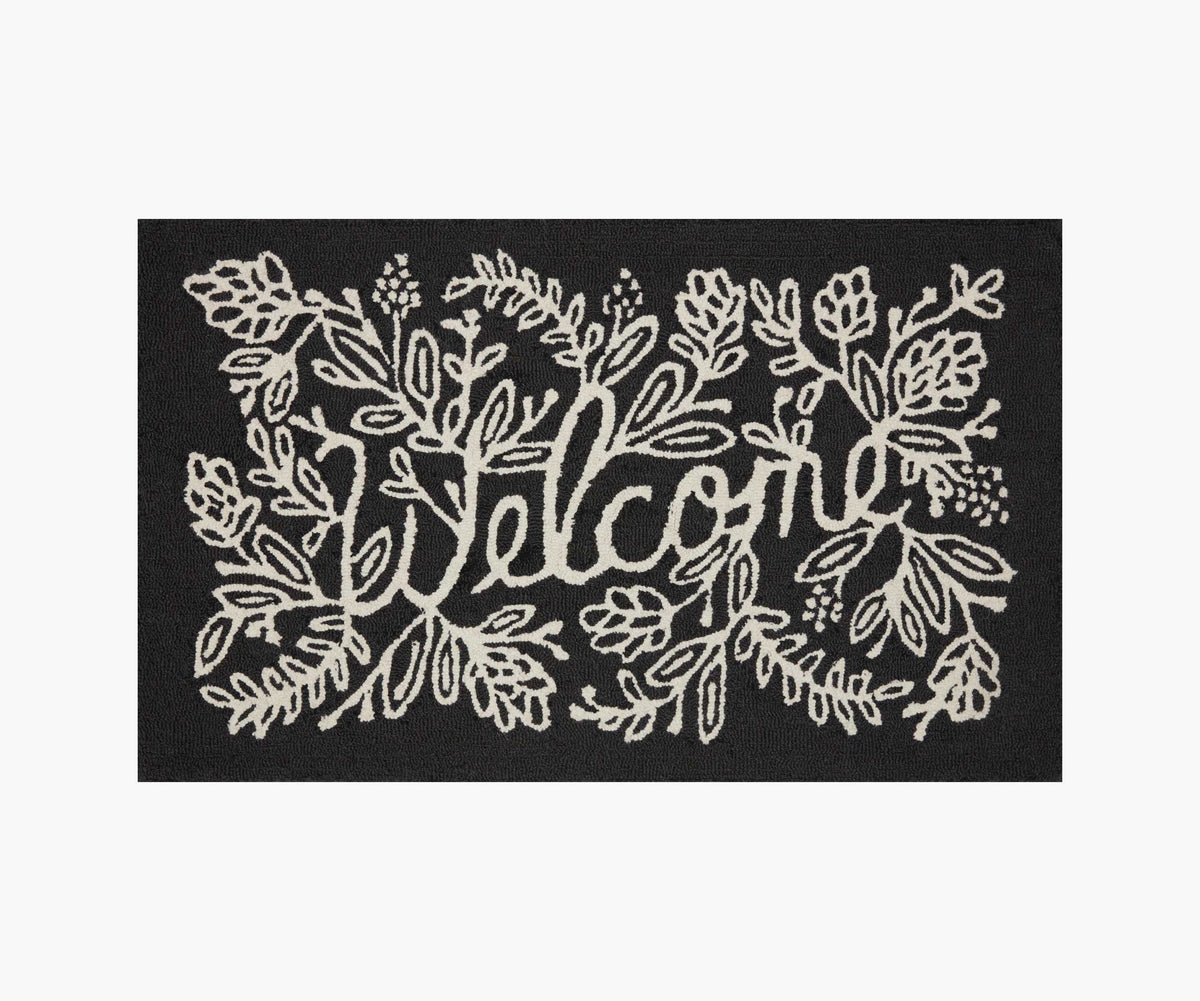 Tracy & Co Minnie Welcome Wool-Hooked Rug - Black