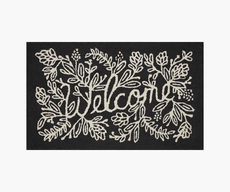 Tracy & Co Minnie Welcome Wool-Hooked Rug - Black