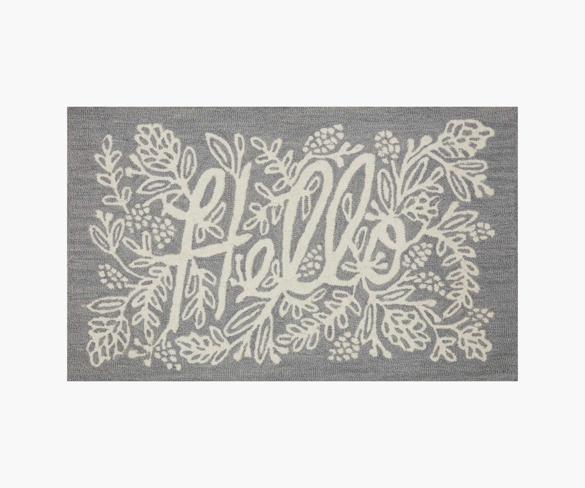 Tracy & Co Minnie Hello Wool-Hooked Rug - Grey