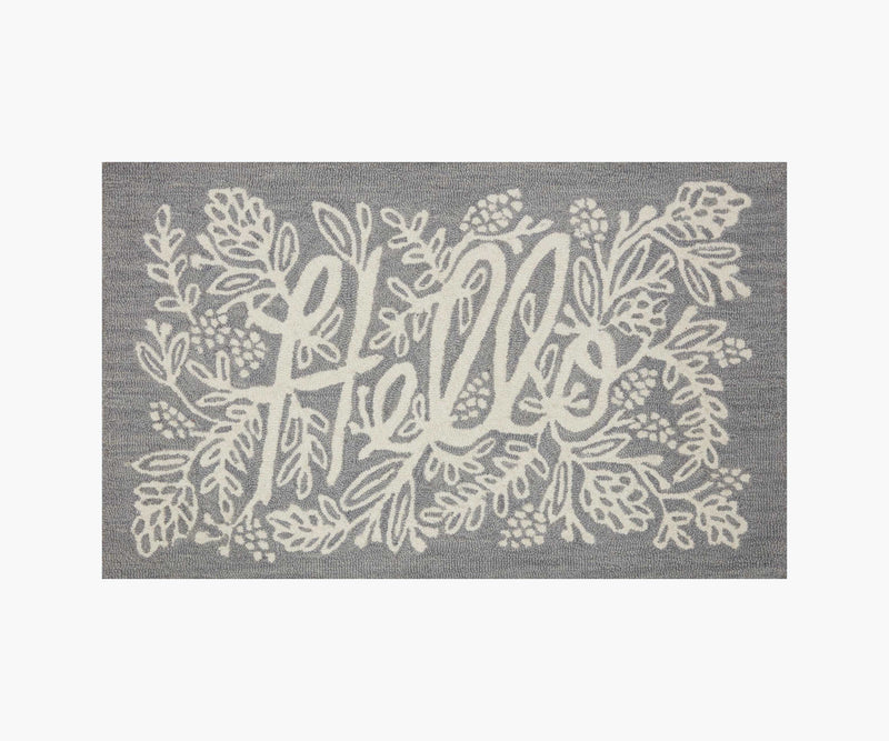 Tracy & Co Minnie Hello Wool-Hooked Rug - Grey