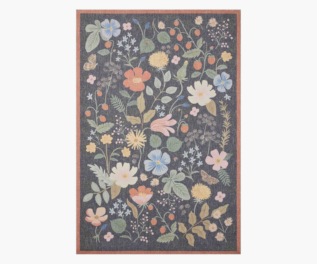 Tracy & Co Cotswolds Strawberry Fields Power Loomed Rug - Black