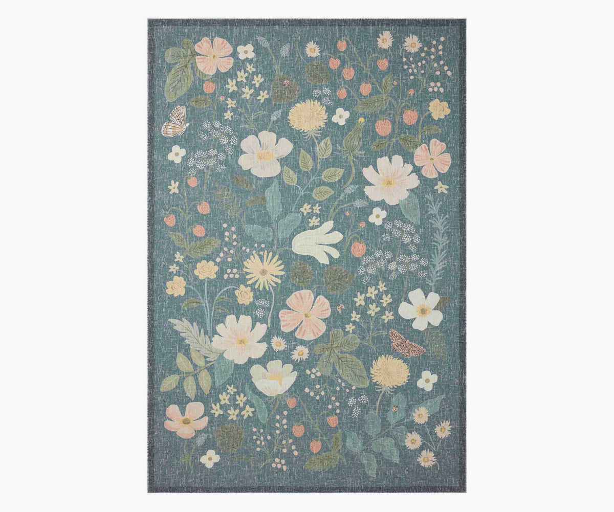 Tracy & Co Cotswolds Strawberry Fields Power Loomed Rug - Teal