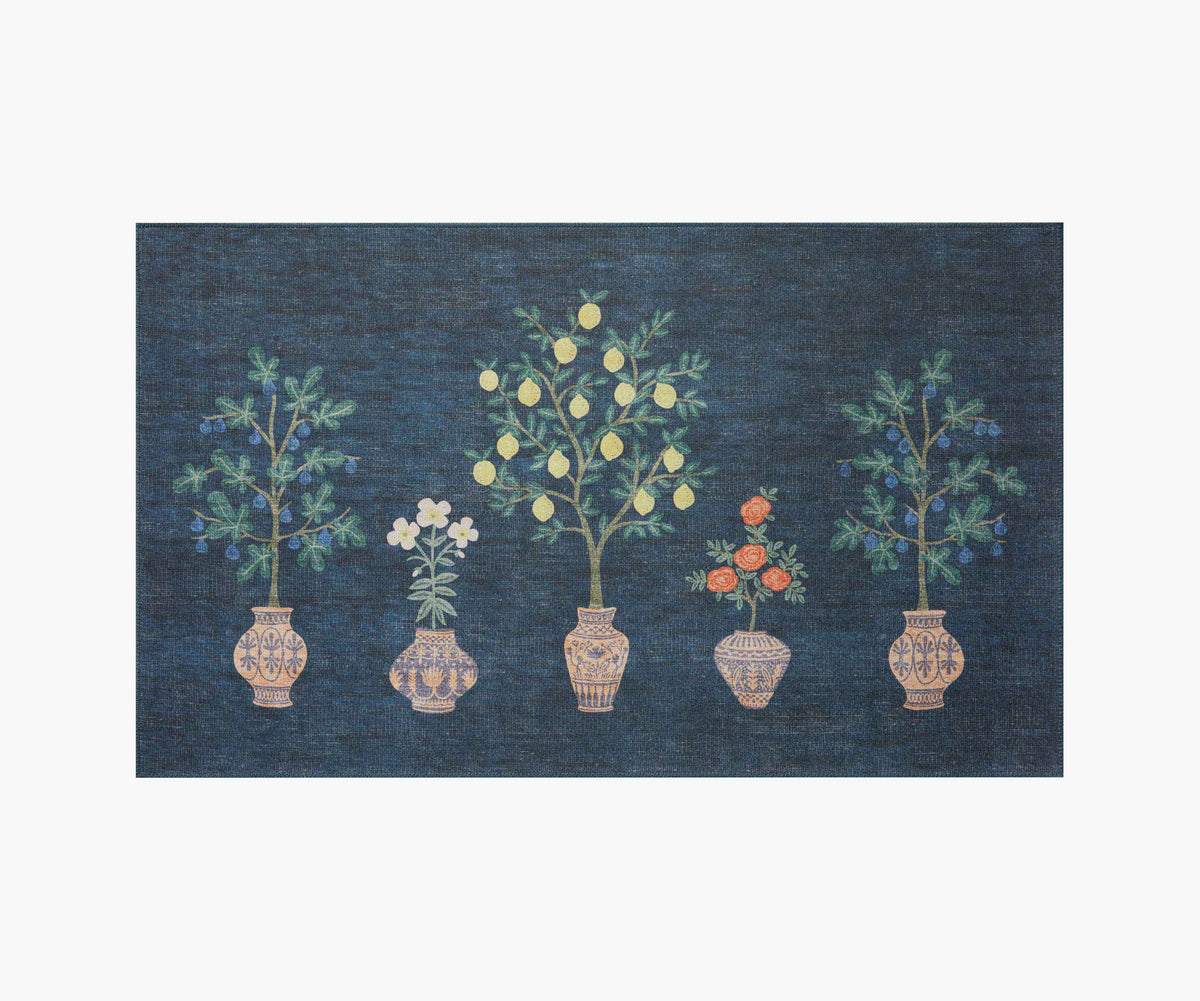 Tracy & Co Atelier Topiary Non-Slip Rug - Indigo
