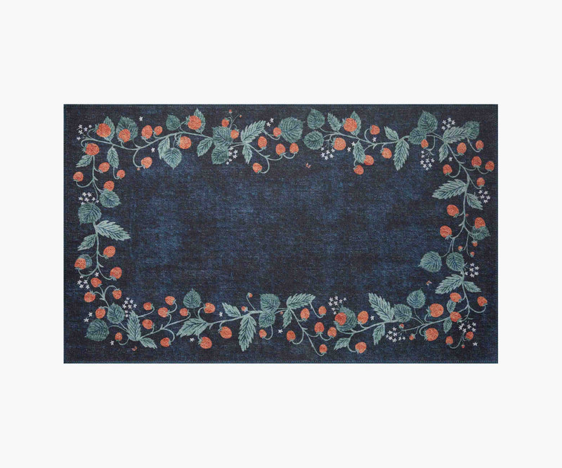 Tracy & Co Atelier Strawberries Non-Slip Rug - Navy