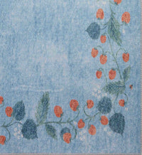 Tracy & Co Atelier Strawberries Non-Slip Rug - Periwinkle