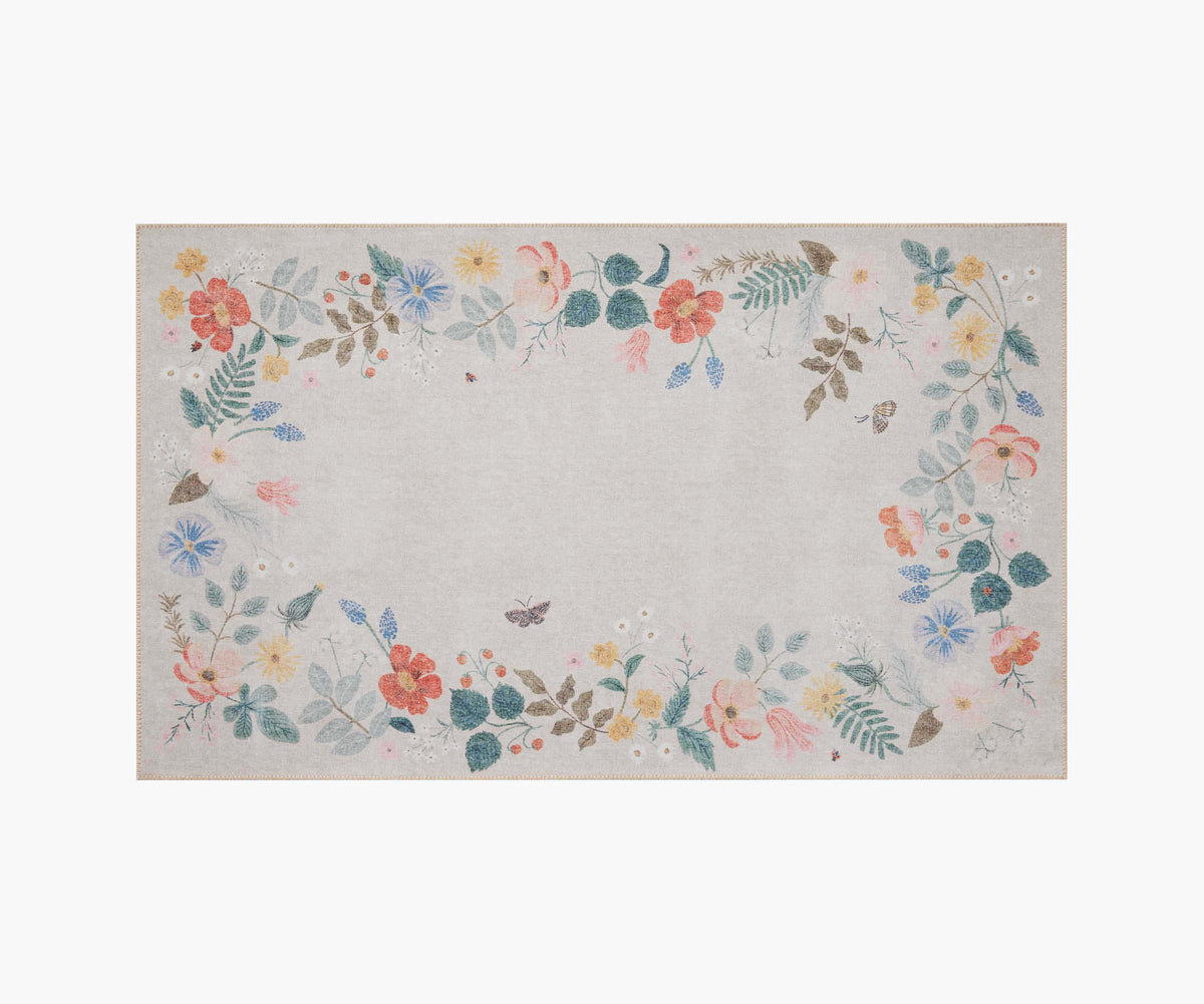 Tracy & Co Atelier Strawberry Fields Border Non-Slip Rug - Cream