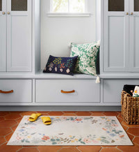 Tracy & Co Atelier Strawberry Fields Border Non-Slip Rug - Cream