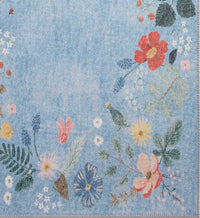 Tracy & Co Atelier Strawberry Fields Border Non-Slip Rug - Periwinkle