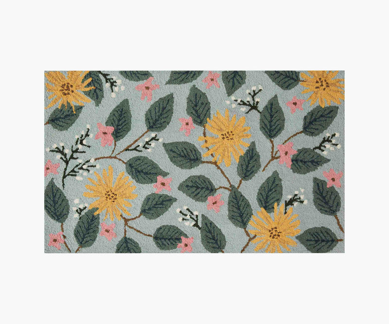 Tracy & Co Minnie Dandelion Wool-Hooked Rug - Light Blue