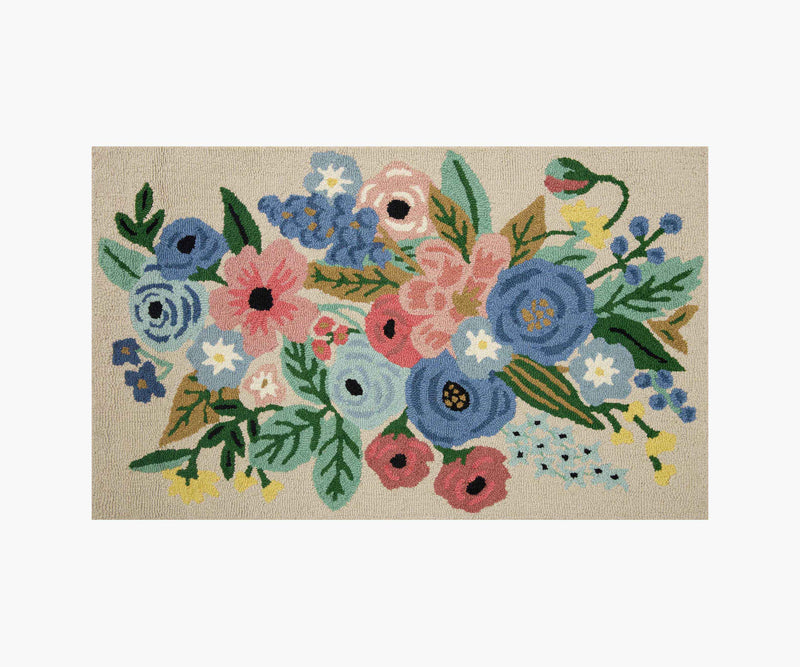 Tracy & Co Minnie Garden Party Wool-Hooked Rug - Cream