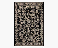 Tracy & Co Arboretum Aviary Wool-Hooked Rug - Black