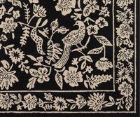 Tracy & Co Arboretum Aviary Wool-Hooked Rug - Black