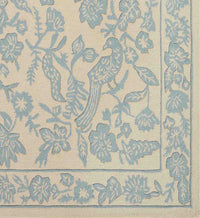 Tracy & Co Arboretum Aviary Wool-Hooked Rug - Periwinkle