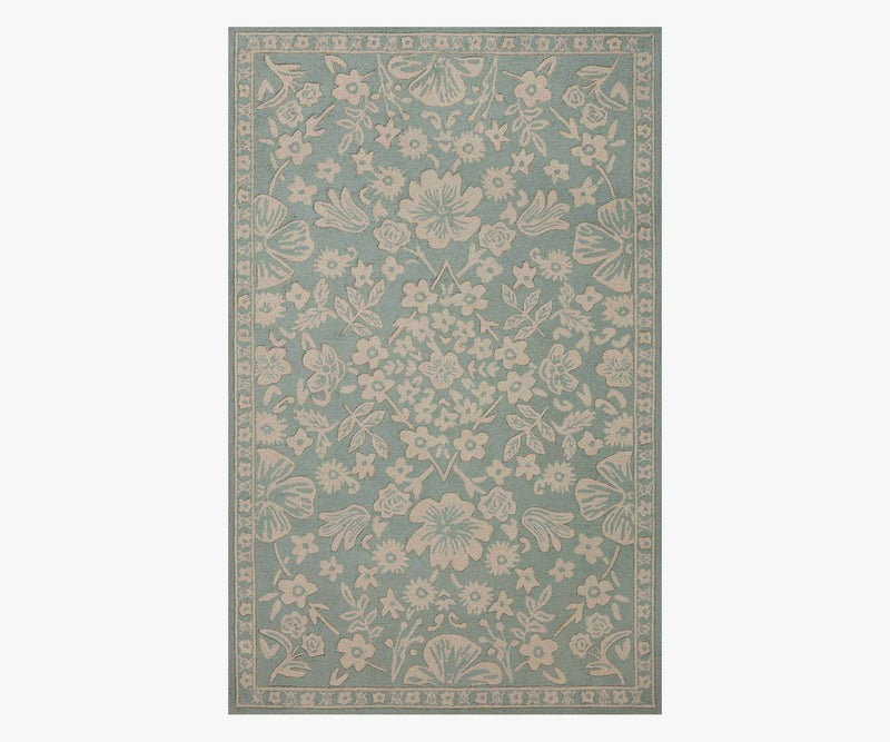 Tracy & Co Arboretum Rose Garden Wool-Hooked Rug - Jade
