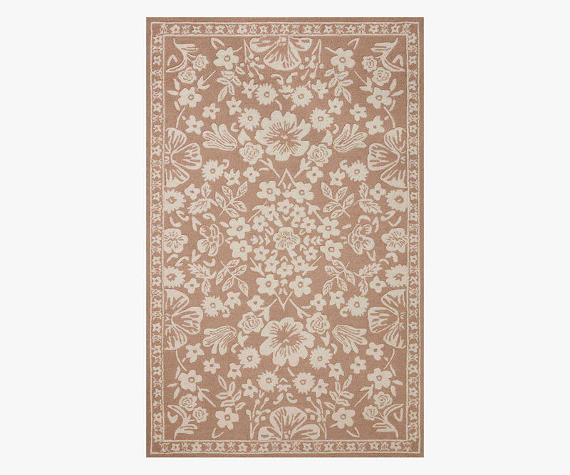 Tracy & Co Arboretum Rose Garden Wool-Hooked Rug - Rust