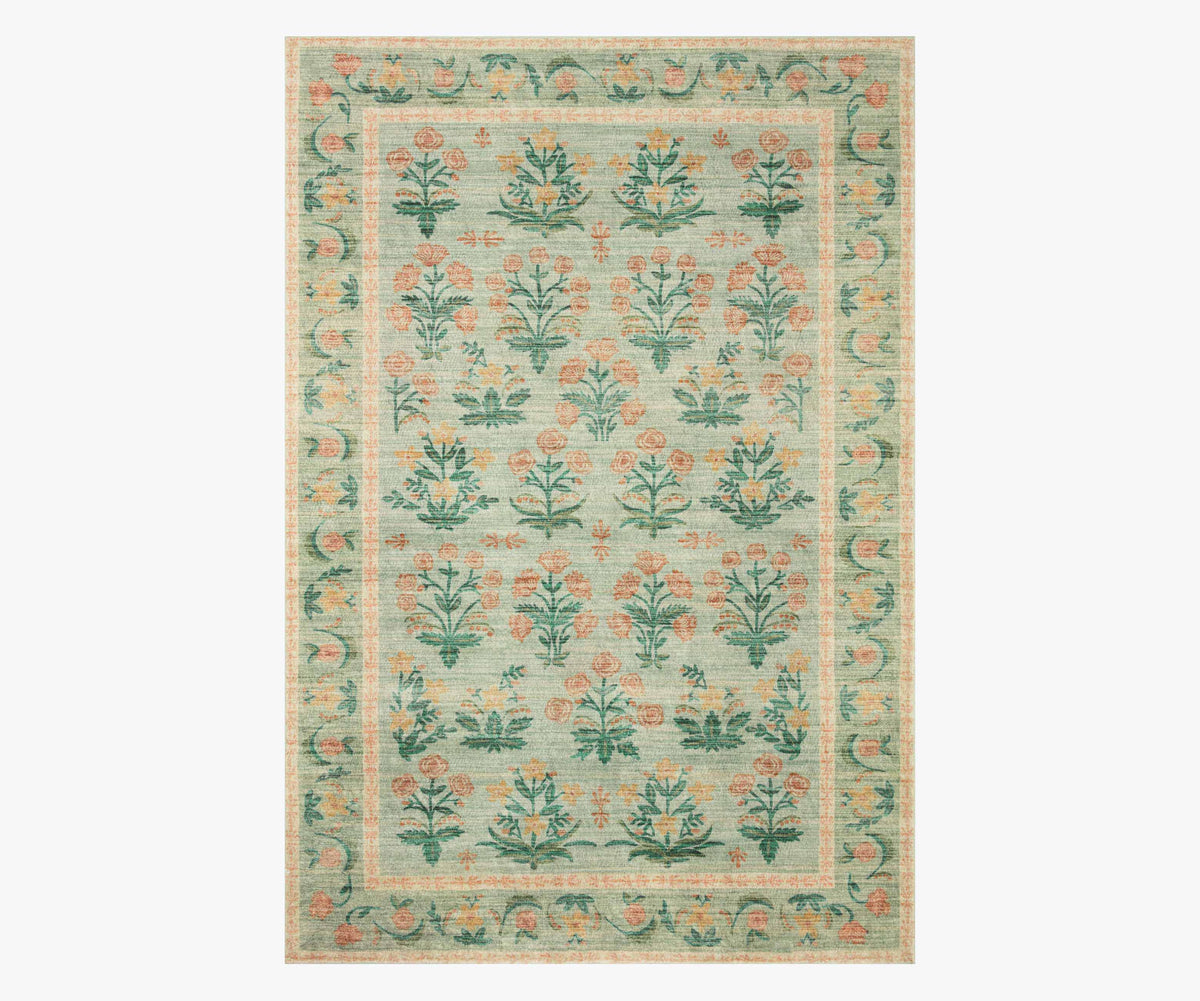 Tracy & Co Eden Mughal Rose Power Loomed Rug - Moss