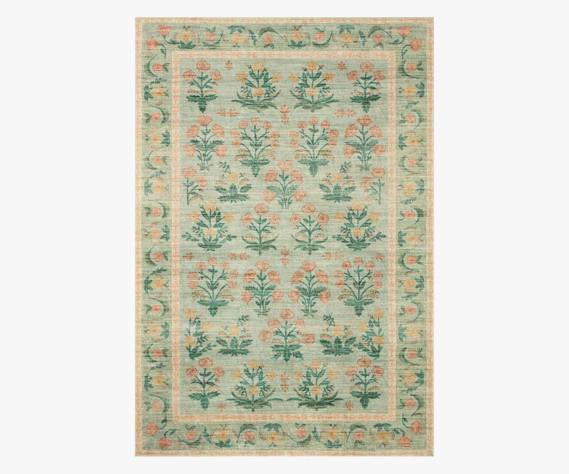 Tracy & Co Eden Mughal Rose Power Loomed Rug - Moss