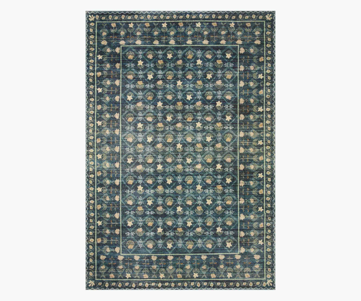 Tracy & Co Eden Lattice Power Loomed Rug - Indigo