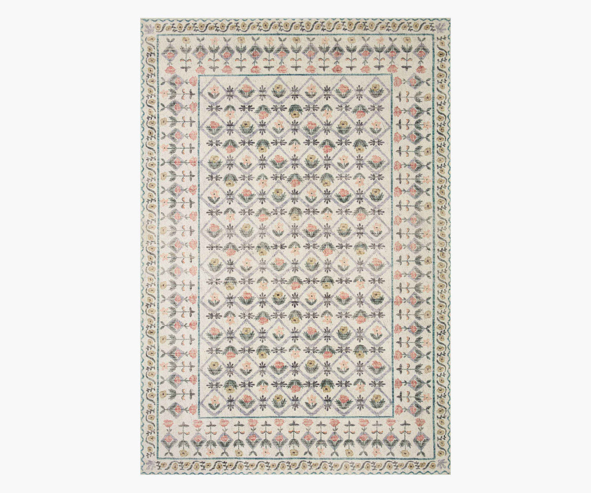 Tracy & Co Eden Lattice Power Loomed Rug - Ivory