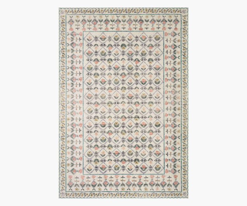 Tracy & Co Eden Lattice Power Loomed Rug - Ivory