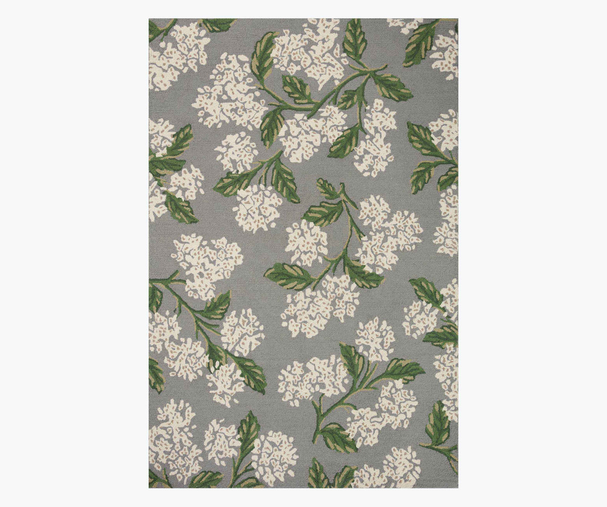 Tracy & Co Joie Hydrangea Wool-Hooked Rug - Grey