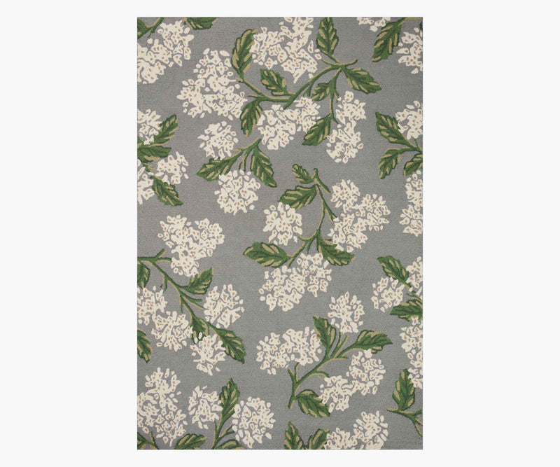 Tracy & Co Joie Hydrangea Wool-Hooked Rug - Grey