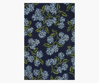 Tracy & Co Joie Hydrangea Wool-Hooked Rug - Navy