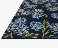 Tracy & Co Joie Hydrangea Wool-Hooked Rug - Navy