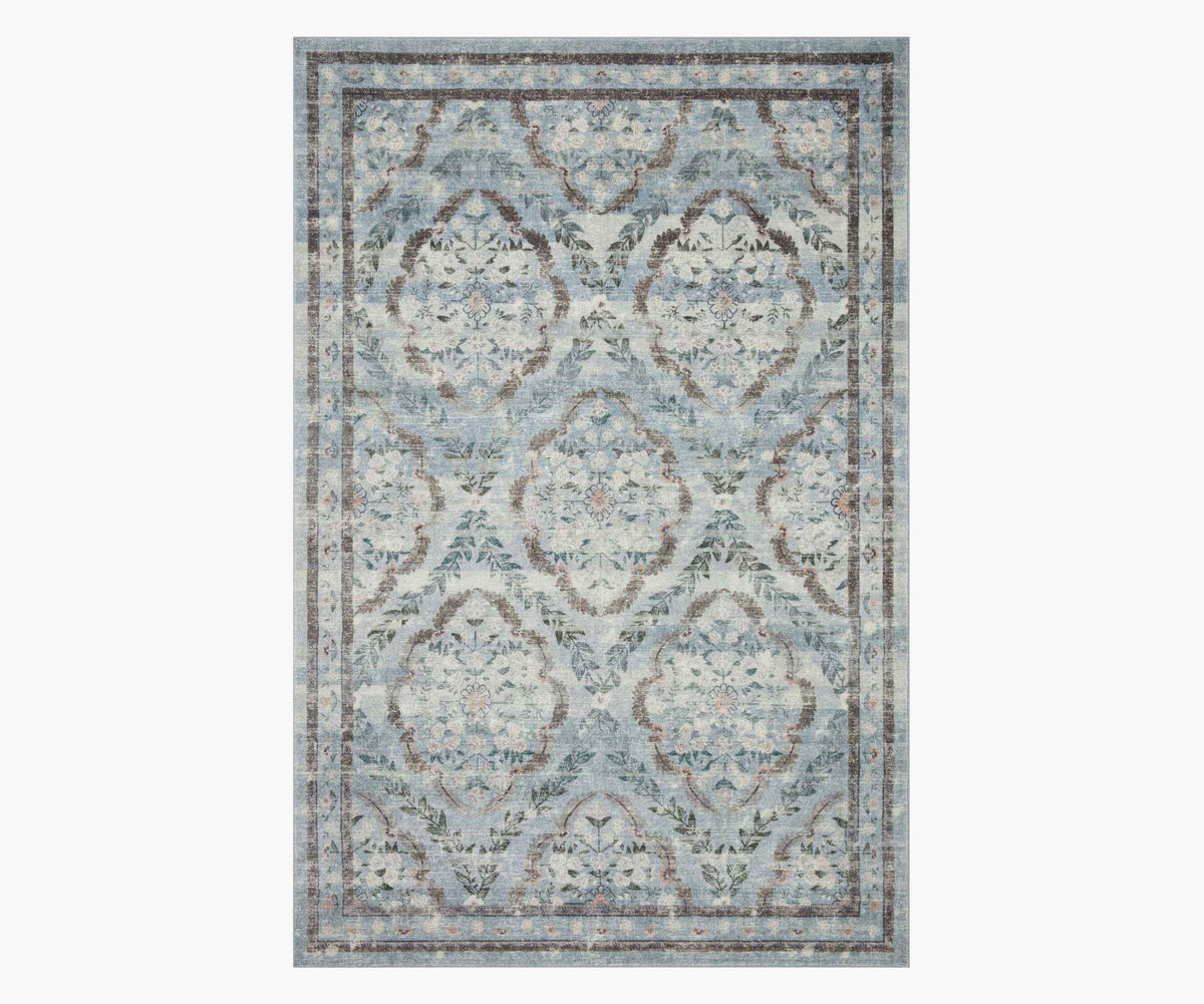 Tracy & Co Courtyard Chateau Printed Rug - Blue