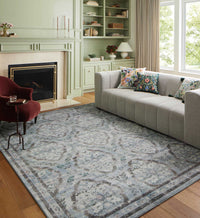 Tracy & Co Courtyard Chateau Printed Rug - Blue