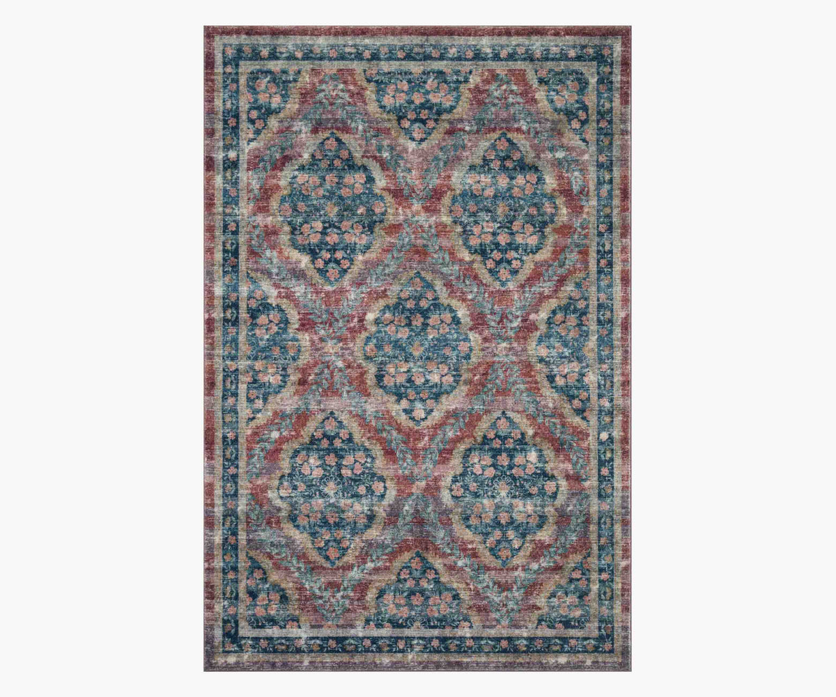 Tracy & Co Courtyard Chateau Printed Rug - Red