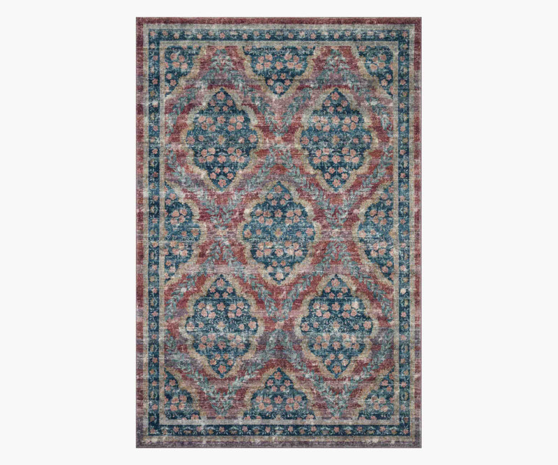 Tracy & Co Courtyard Chateau Printed Rug - Red