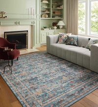 Tracy & Co Courtyard Eve Printed Rug - Blue
