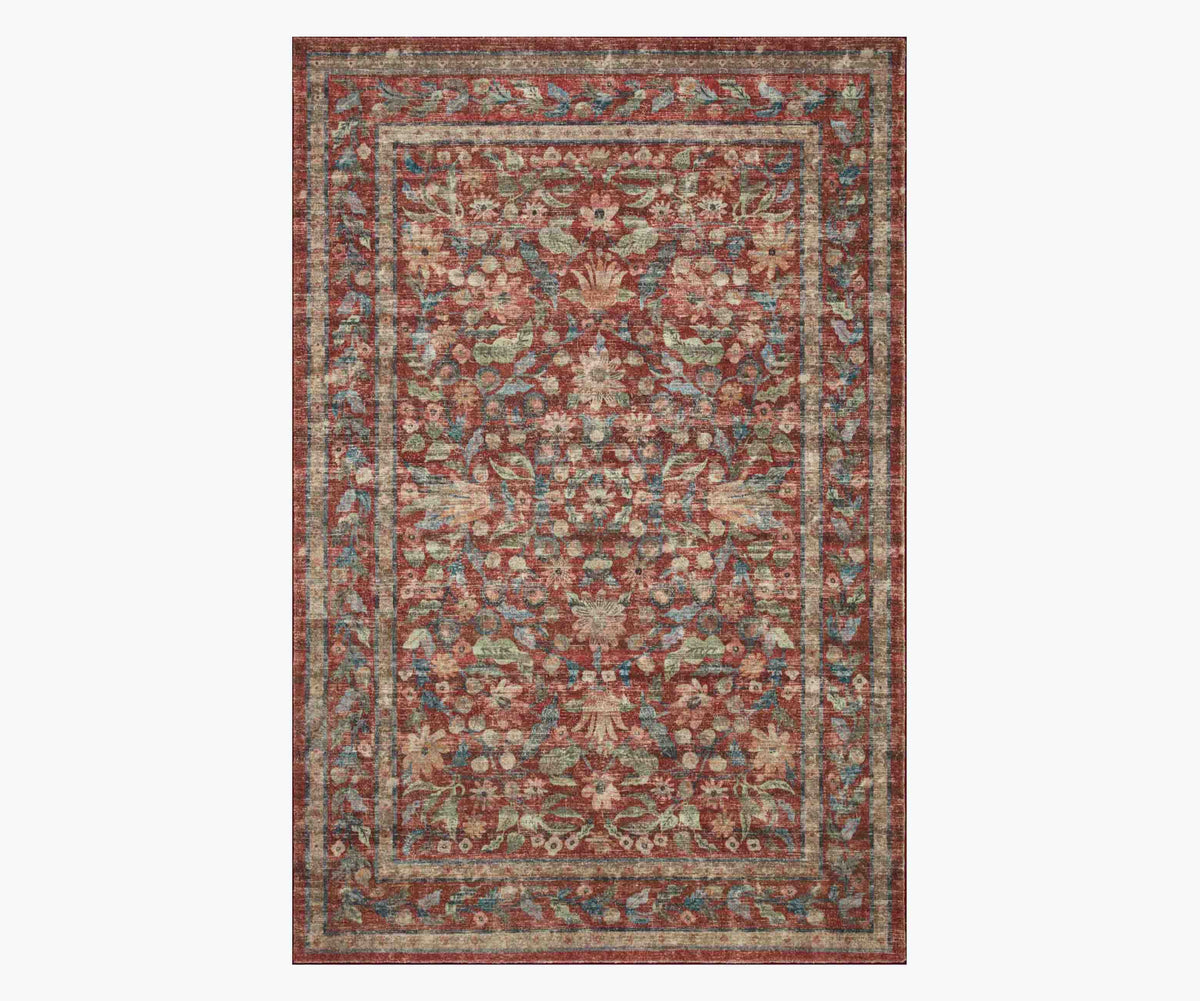 Tracy & Co Courtyard Eve Printed Rug - Crimson