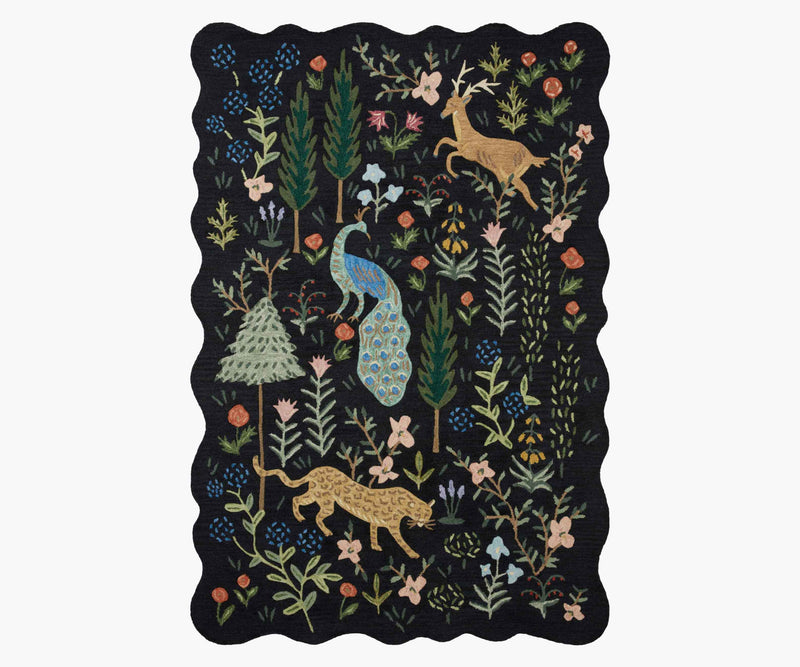 Tracy & Co Menagerie Wool-Hooked Rug - Black