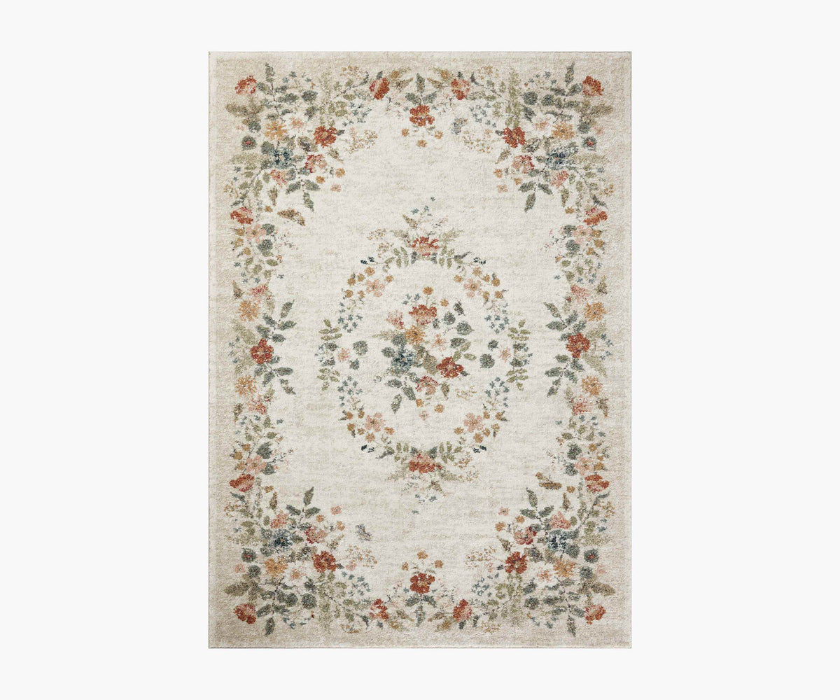 Tracy & Co Laurel Strawberry Fields Medallion Power Loomed Rug - Cream