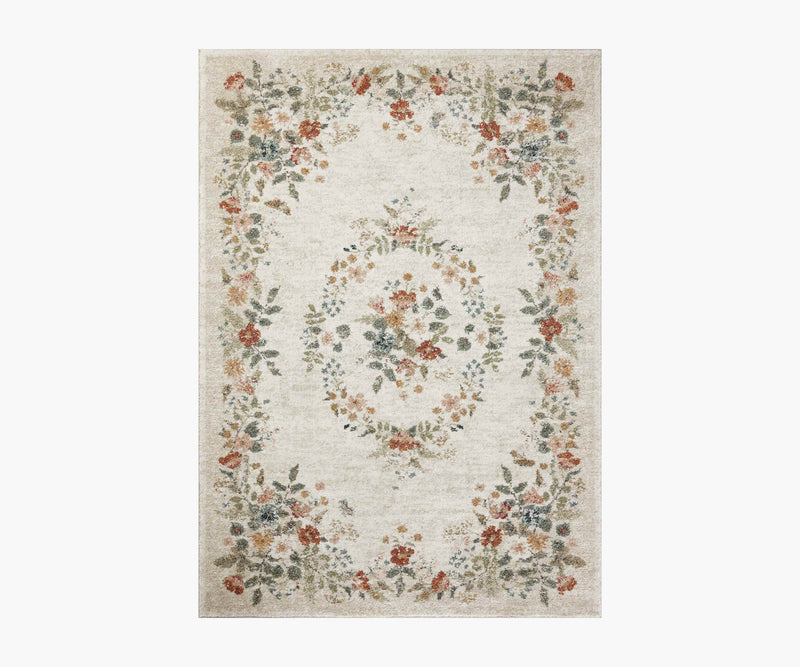 Tracy & Co Laurel Strawberry Fields Medallion Power Loomed Rug - Cream