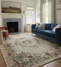 Tracy & Co Laurel Strawberry Fields Medallion Power Loomed Rug - Cream