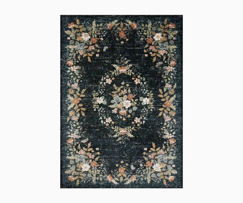 Tracy & Co Laurel Strawberry Fields Medallion Power Loomed Rug - Navy