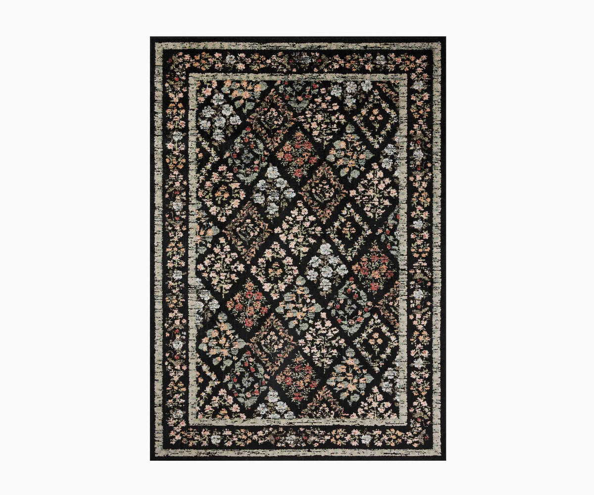 Tracy & Co Laurel Parquet Power Loomed Rug - Black
