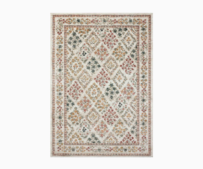 Tracy & Co Laurel Parquet Power Loomed Rug - Cream
