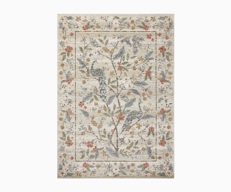 Tracy & Co Laurel Peacock Garden Power Loomed Rug - Cream