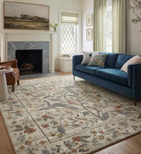 Tracy & Co Laurel Peacock Garden Power Loomed Rug - Cream