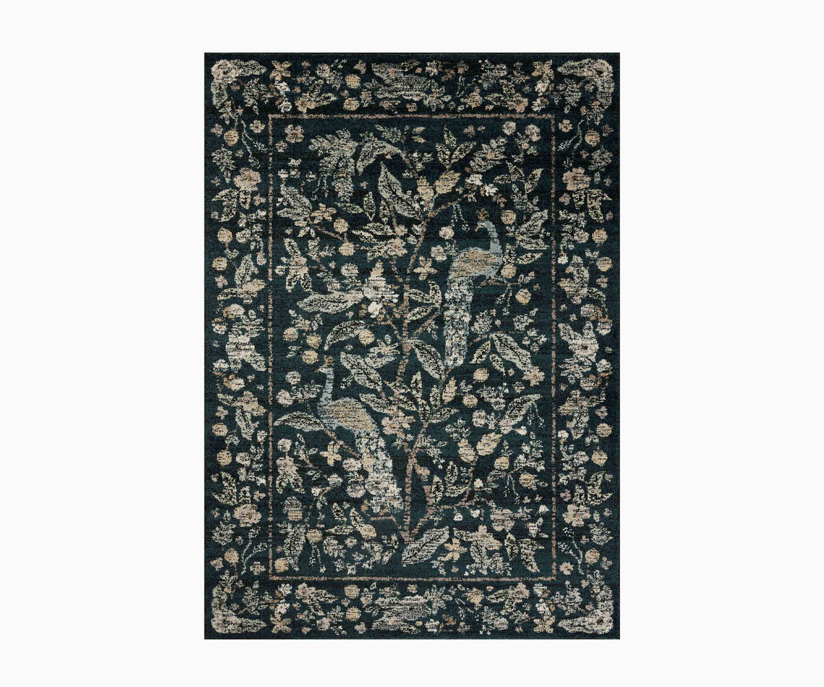 Tracy & Co Laurel Peacock Garden Power Loomed Rug - Navy