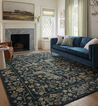Tracy & Co Laurel Peacock Garden Power Loomed Rug - Navy